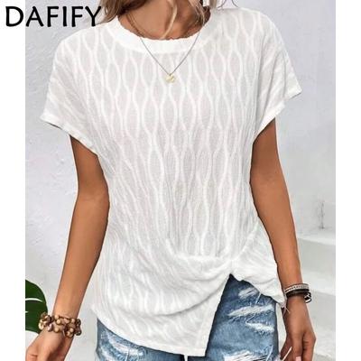 Women's Fashion Summer Casual Solid Color Print Short Sleeve O-Neck T-shirts and Tops