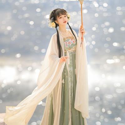 Hanfu dívka čínského stylu látkové letní šaty Starožitný oblek Tang kostým super víla malá dívka mořská panna princezna sukně spodní prádlo