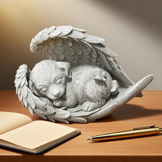 Personalizovaný pamětní kámen pro kočku do zahrady Pryskyřičný náhrobní kámen Značka s Věčnou láskou a vzpomínkou Socha anděla strážného Emoční suvenýr