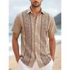 Men S Striped Short Sleeve Casual Hawaiian Shirt