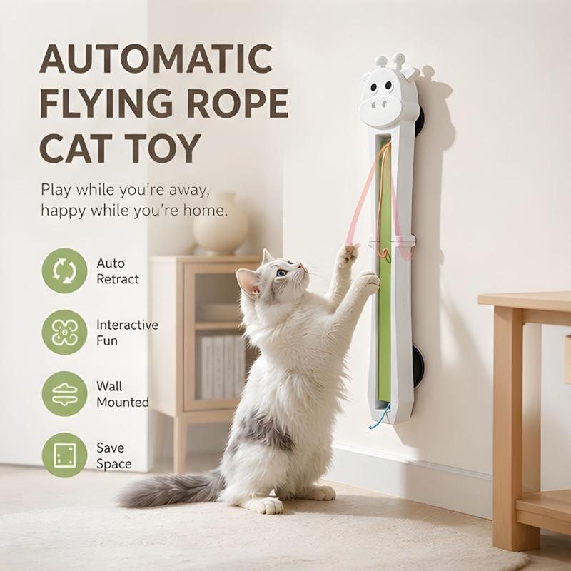 Rechargeable Cord Teaser for Single-Feline and Several-Feline Homes, Automatic Moving Line Device with Flexible Household Positioning