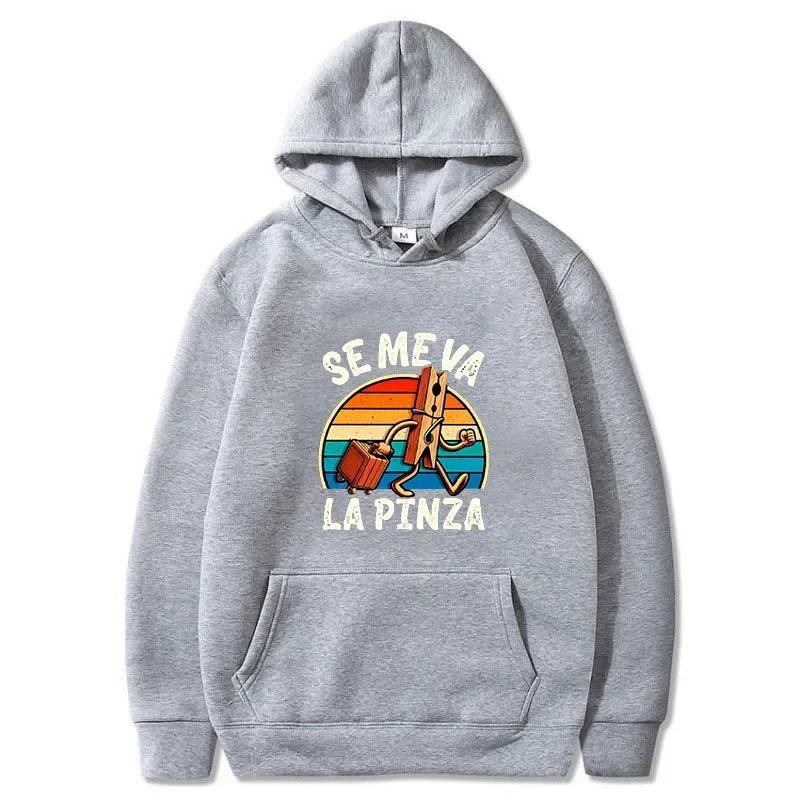 2025 Autumn/Winter Men's Hoodie Se Me Va La Pinza Printed Fashionable Casual Daily Hoodie Loose Men's Comfortable Warm Hoodie