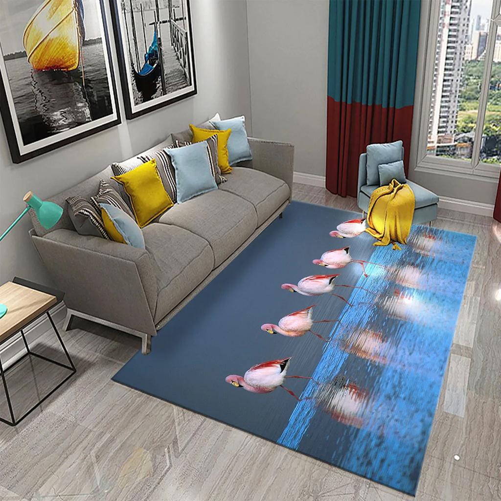 Cute Flamingo Carpet Romantic Animal Rugs Bedroom Living Room Decor Mat Doormat Soft Kitchen Non-slip Hallway Floor Area Rugs
