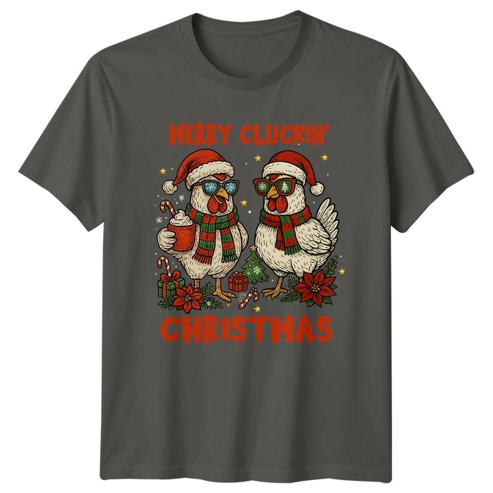 Merry Cluckin Christmas Festive Animals Christmas Unisexs Unisexs Graphic Tee S