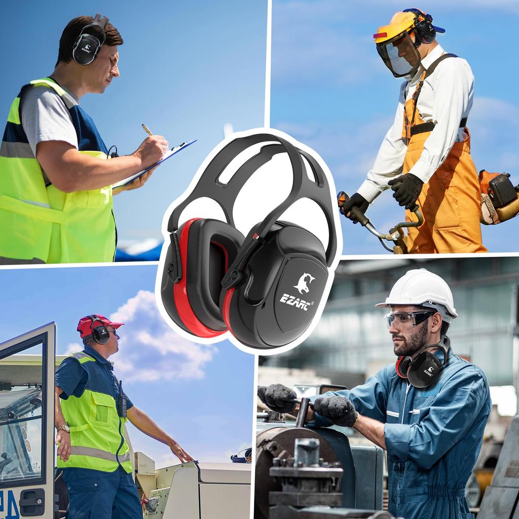 EZARC Soundproofing Earmuffs for SNR Sound Reduction for and Noise Reduction Adults, 34dB, Rating, Adjustable, Lightweight, Shooting, Work, Safety,