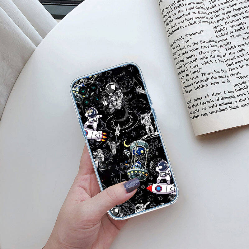 MH15 Astronaut Ruimte Maan Hoesje voor Motorola E7 G6 G7 G8 G9 Plus Power Play G10 G20 G04 E30 E40 E22 E20 E13 E15 G22 G23 G05 G75 G35 G55