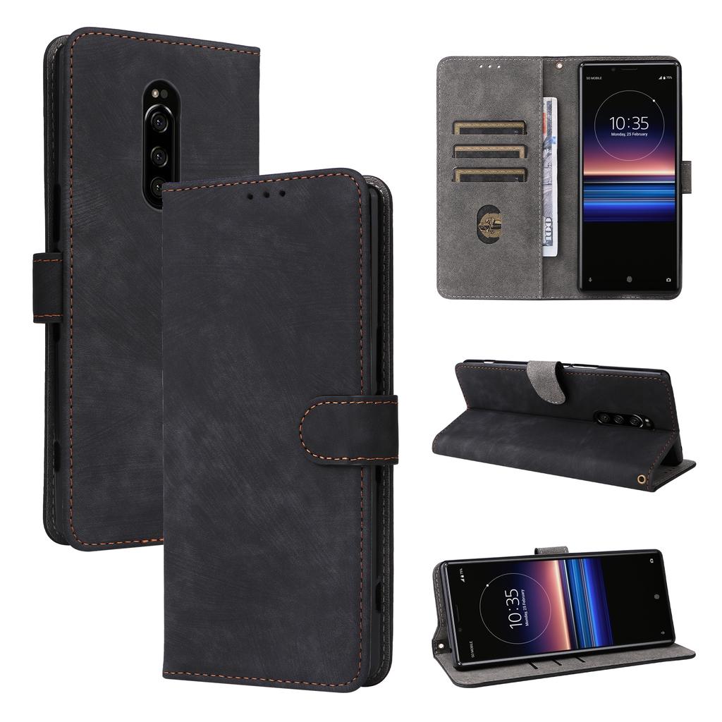 For Sony Xperia 1 RFID Blocking Leather Case with Strap Phone Wallet Cover