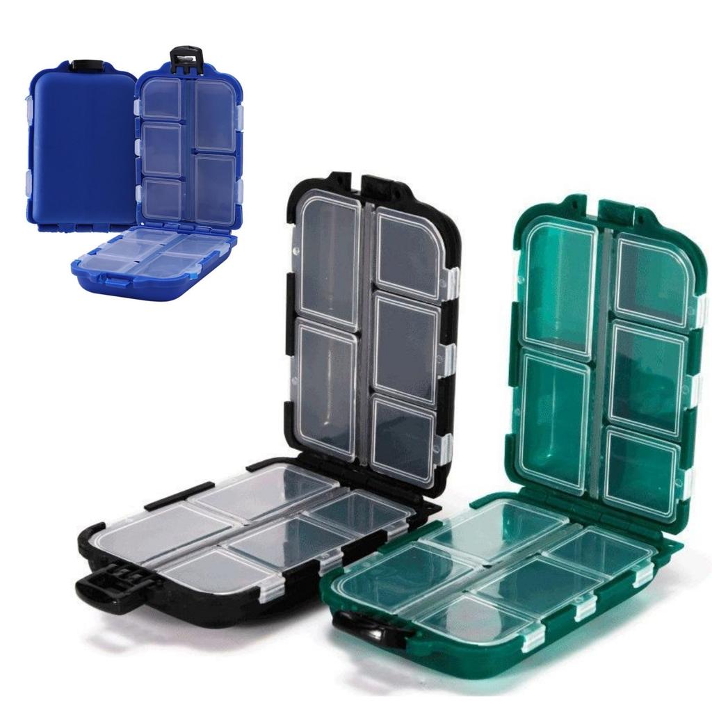Small Fishing Tackle Box Eco-Friendly Plastic Hook Shrimp Lure Case Tool Box 10 Lattices Fishing Tackle Storage