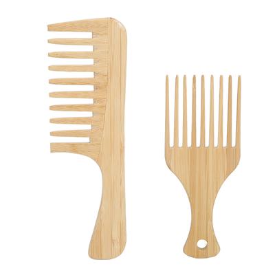 2 Stück Bambus Haarpick Kamm Antistatisch Breitzahn Styling Haarentwirrer Bambuskamm für Männer