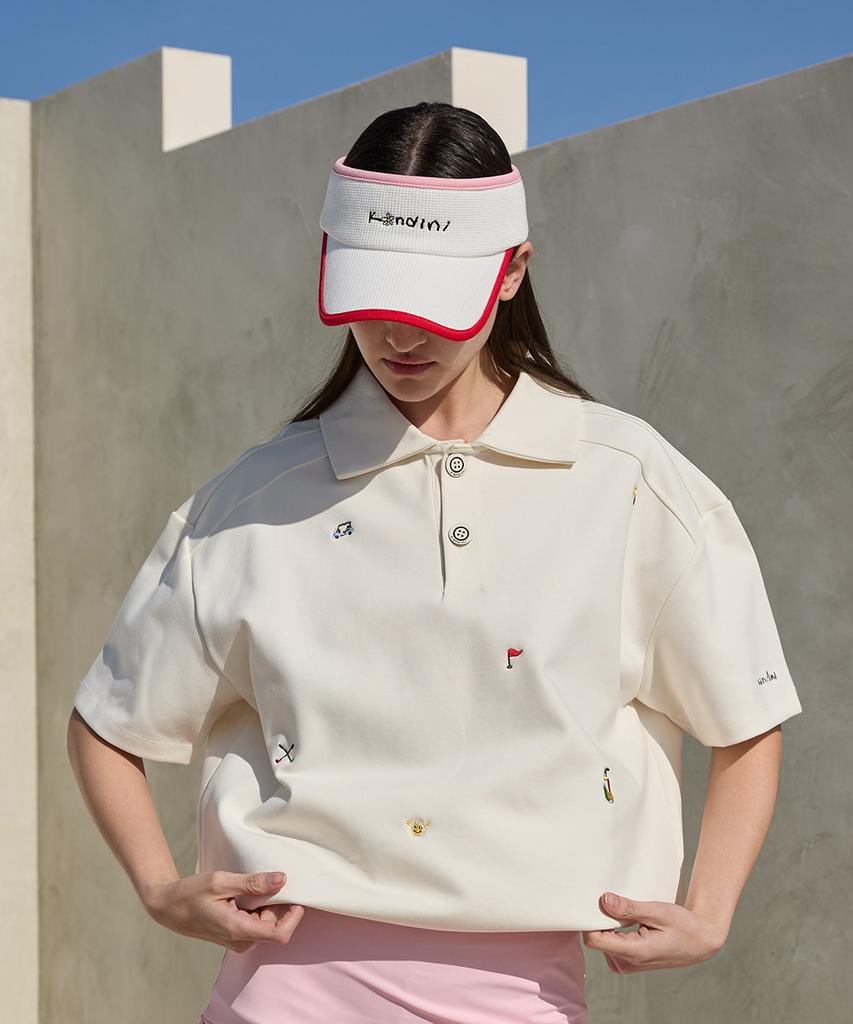 KANDINI Pink (Red) Signature Color Block Visor Hat