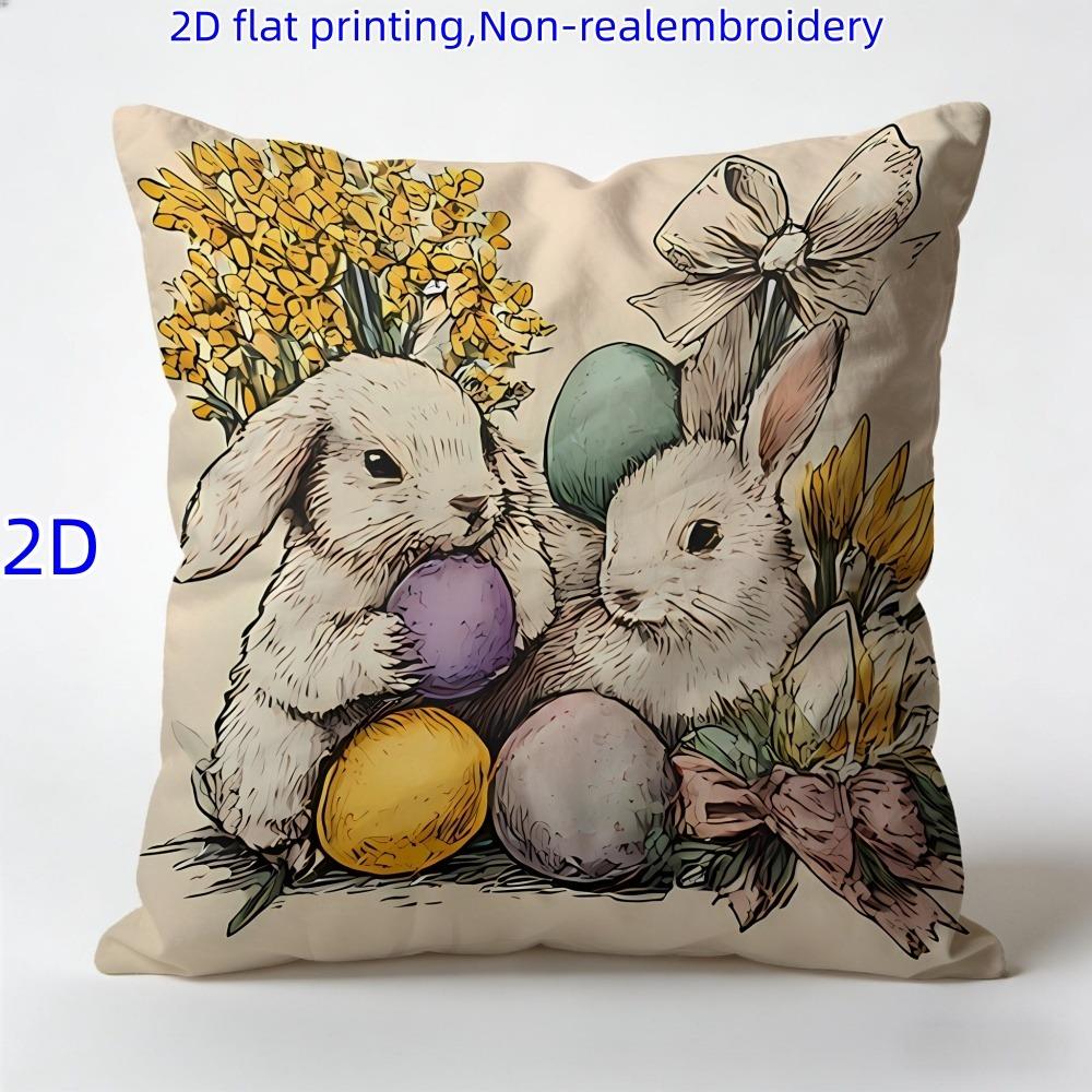 1 Stück 2D flach bedruckter Oster-Thema Kissenbezug
