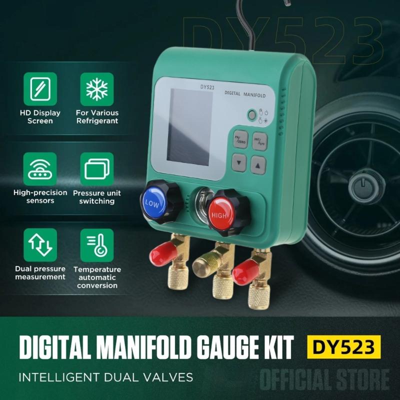 High Precise Car Air Conditioning Refrigerants Pressure Gauge with LED Display Suitable for Easy Monitoring Diagnostics
