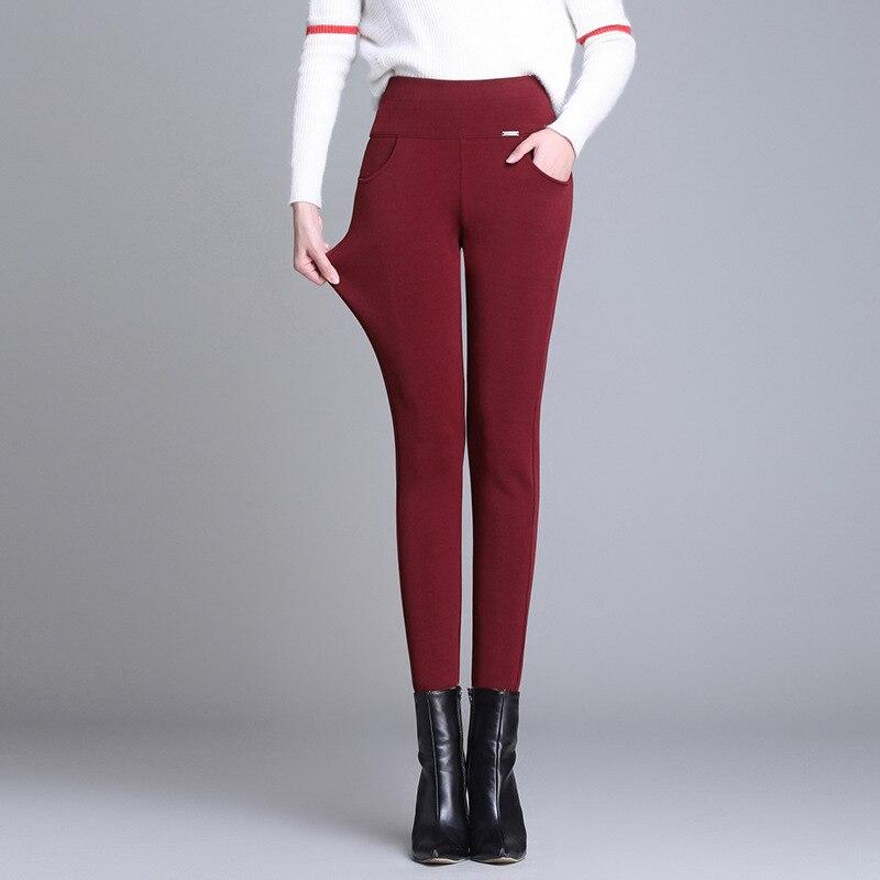 women Winter Warm skinny Pants Velvet Thick Trousers High Waist Elastic Long Stretch  Casual pencil Pants clothes 4XL 5XL 6XL