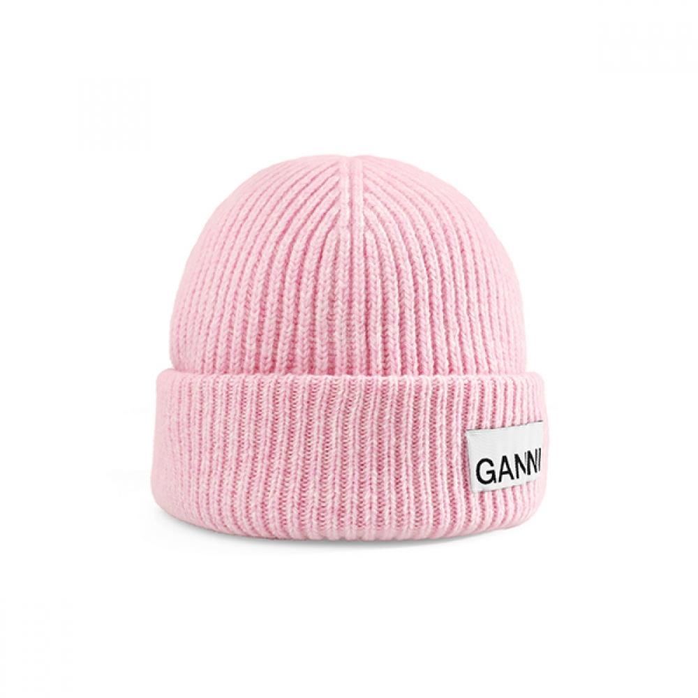 

Ganni A5019 494 Logo Patch Light Structured Beanie A5019 494
