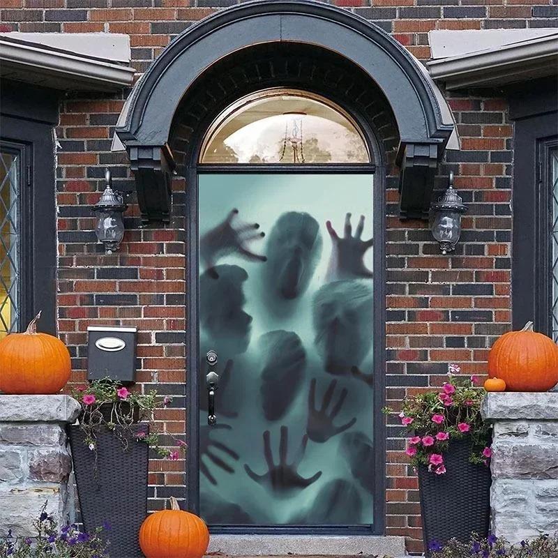 Horror Glass Window Stickers Halloween Theme Party Horror Haunted House Wall Stickers Decorative Props Holiday Party Accessories