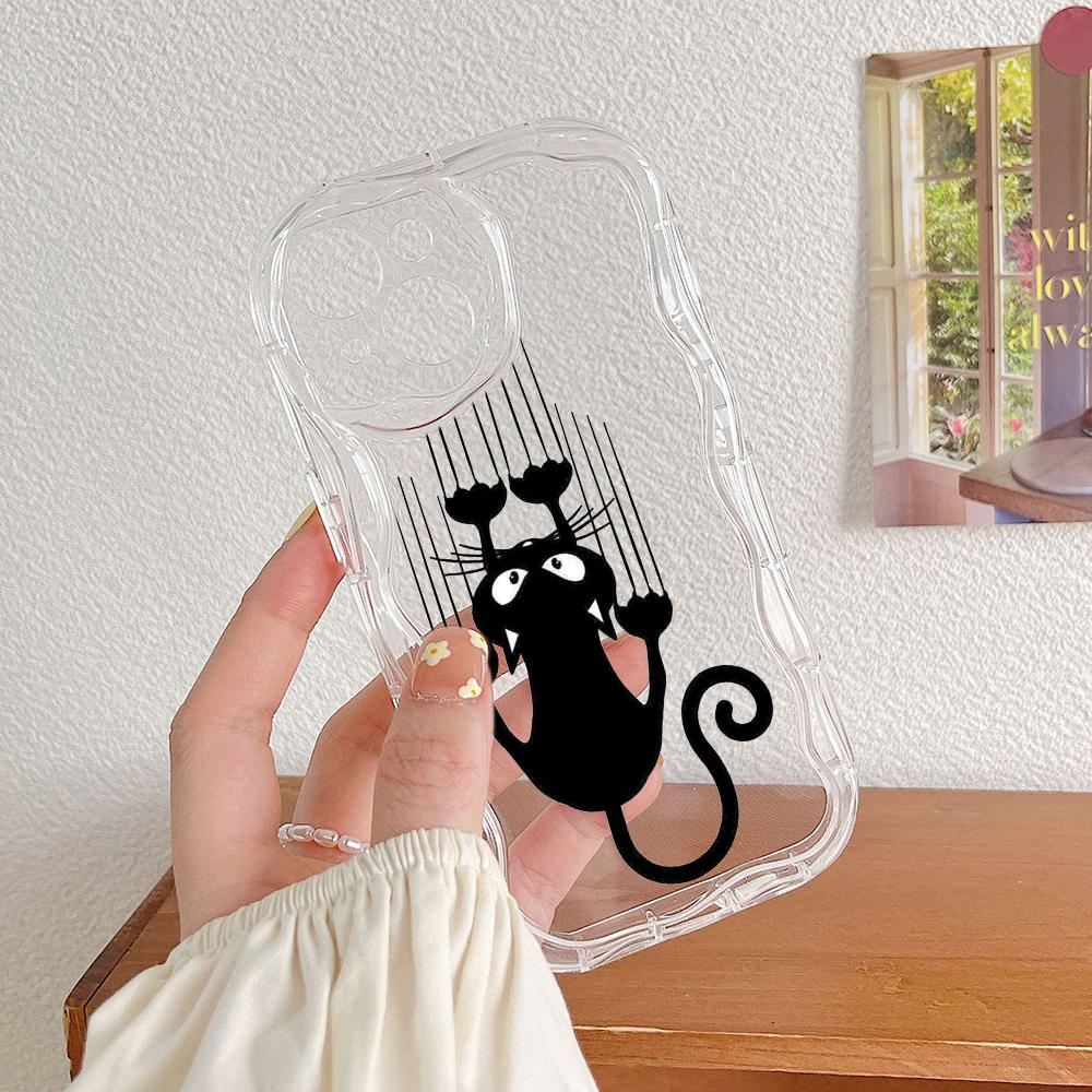 LZ9 мультяшный кот милый художественный дизайн прозрачные мягкие волнистые чехлы — фото 22