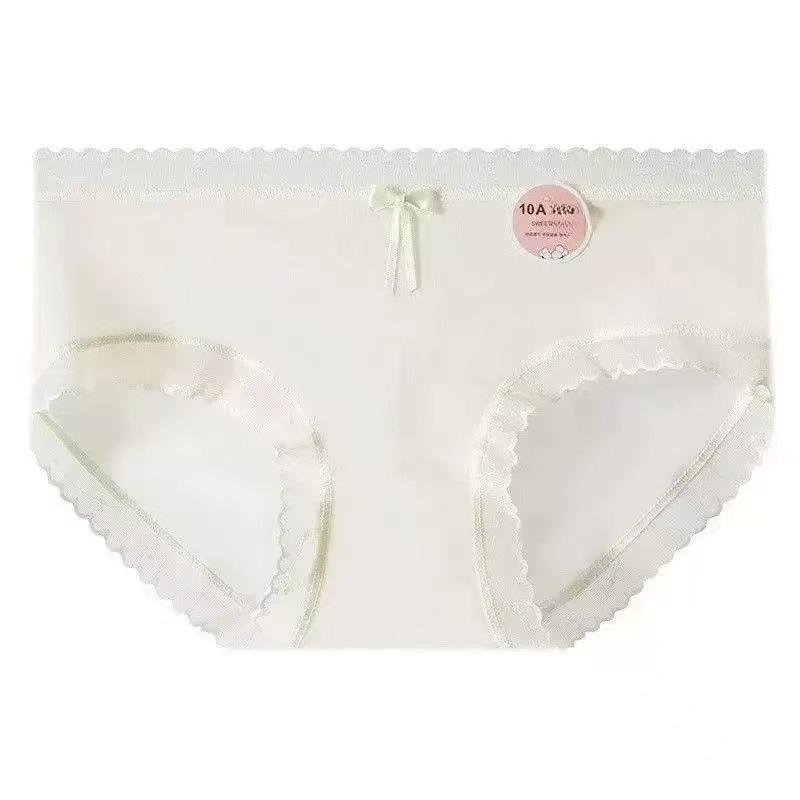 Women's New Summer Cotton Crotch Breathable Ice Silk Non Mark Middle Waist Triangle Briefs
