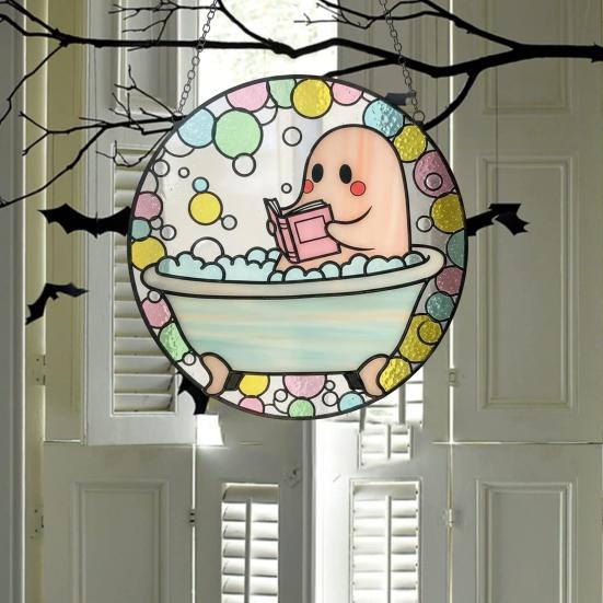 Bath-Time Ghost Reader Ornaments Cute Ghost Reading Book in A