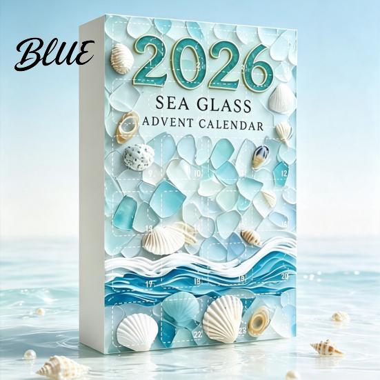 Scatola per Decorazioni a Tema Oceano con Calendario 24 Avvento di Natale Vetro Marino Giorno Conto alla Rovescia Festività Artistica