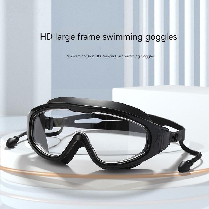 Nezamlžovací HD plavecké brýle s velkým rámem pro dospělé, muže a ženy, vodotěsné plavecké brýle, potápění, surfování, vodní sporty