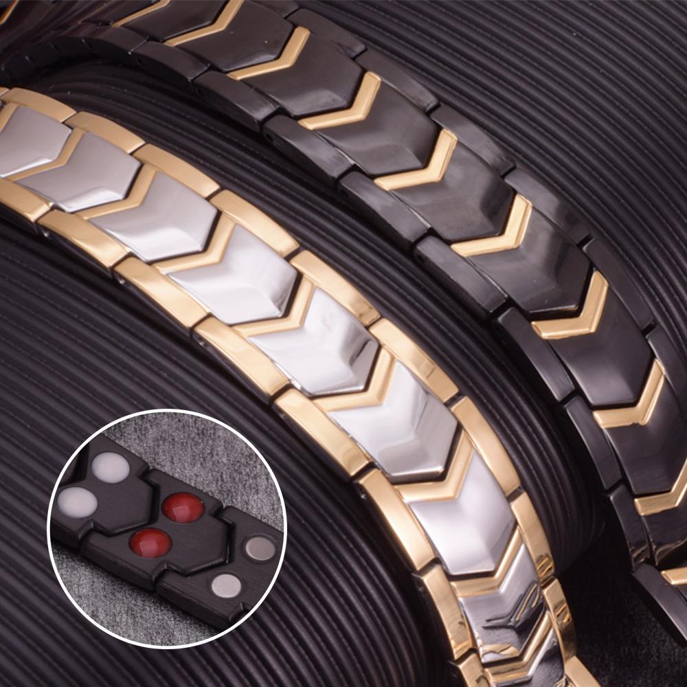 Wrist Band Magnetic Bracelet Male Black Stainless Steel Bracelet Men Hand Chain Wide Health Energy Germanium Bracelets for Men