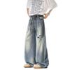 American Retro Scimitar Jeans Summer Ripped Loose Wide-leg Pants Washed Cat Beard Thin Mopping Pants Long Pants