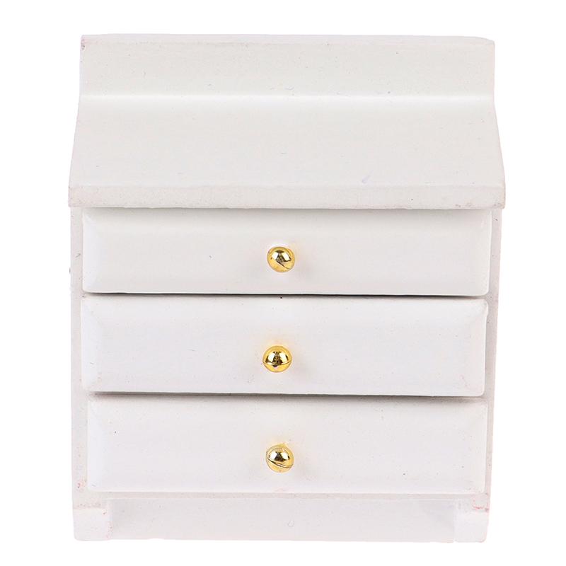 1/12 Dollhouse Miniature Wooden Bedside Cabinet Model Furniture Accessories