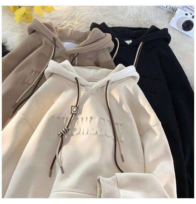 Unisex Thick Fleece-Lined Hoodie - Trendy, Heavyweight, Loose Fit for Autumn/Winter 2025 Arrival