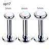 3pc 3/4/5mm Opal Internally Threaded Labret Ring Set 6-12mm Steel Bar Nose Ear Tragus Monroe Lip Stud Piercing