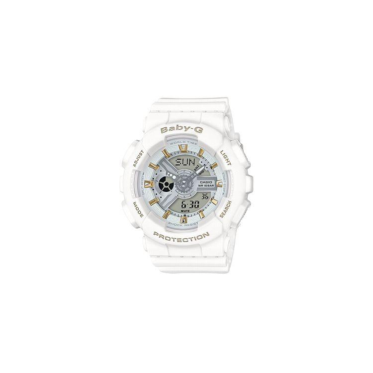

Casio Baby-G Series Fashion Trend Sports Waterproof Dual Display Quartz Movement Rubber Strap Watch Women watches White BA-110GA-7A1 Regular Watch Box,White Dial