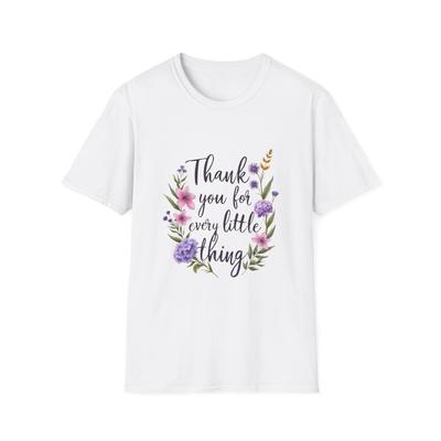 Floral Gratitude T-Shirt, Gift for Her, Thank You Top, Unisex Casual Wear,