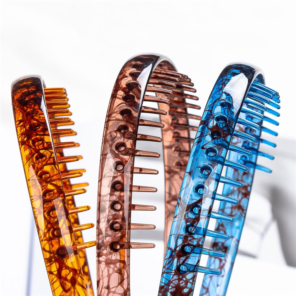 Nova Moda Elásticos Impermeáveis Faixas de Cabelo Aro de Cabelo Dentado para Adultos Grande Lavar o Rosto Larga Faixa de Cabelo de Plástico Inquebrável