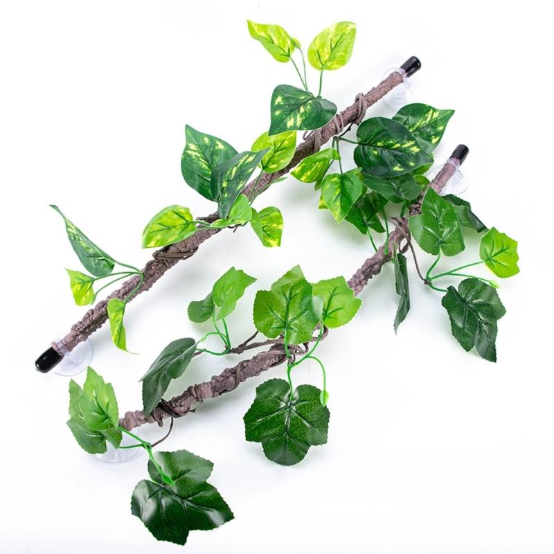 Artificial Branch for Reptiles Tanks Flexible and Safe Decoration Comfortable Environment Plant Vine with Suction Cup