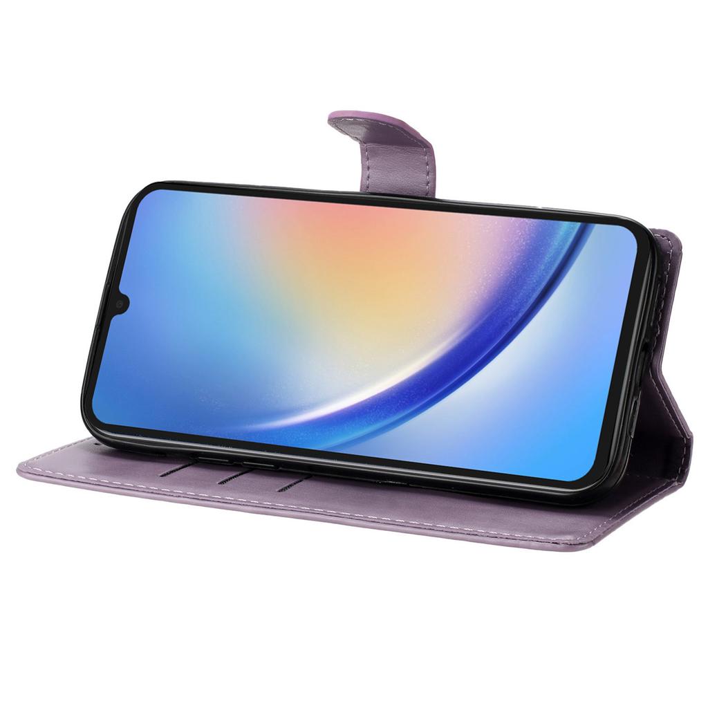 Für Samsung Galaxy A15 5G Brieftaschen-Handyhülle Schmetterling Floral Prägung Lederhülle