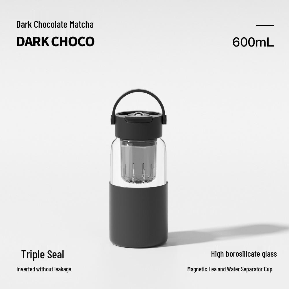 Portable Large Capacity Borosilicate Glass Tea Brewer with Magnetic Lid and Handle 600ml