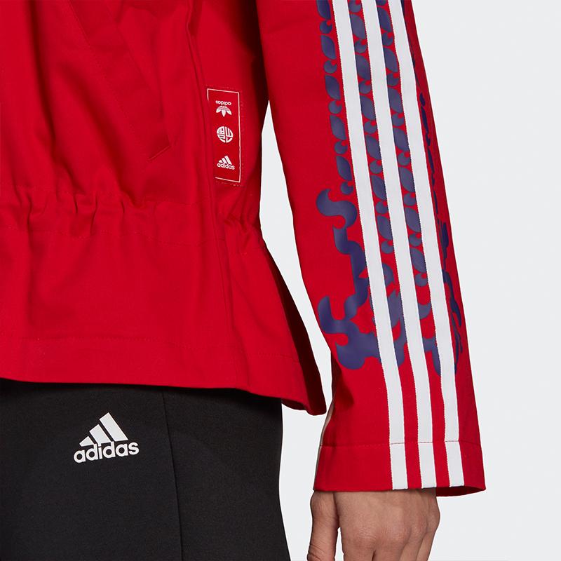 Adidas Cny Jacket Light Color Block Floral Print Stand Collar Sports Jacket Women Jackets Light-Crimson GS2402