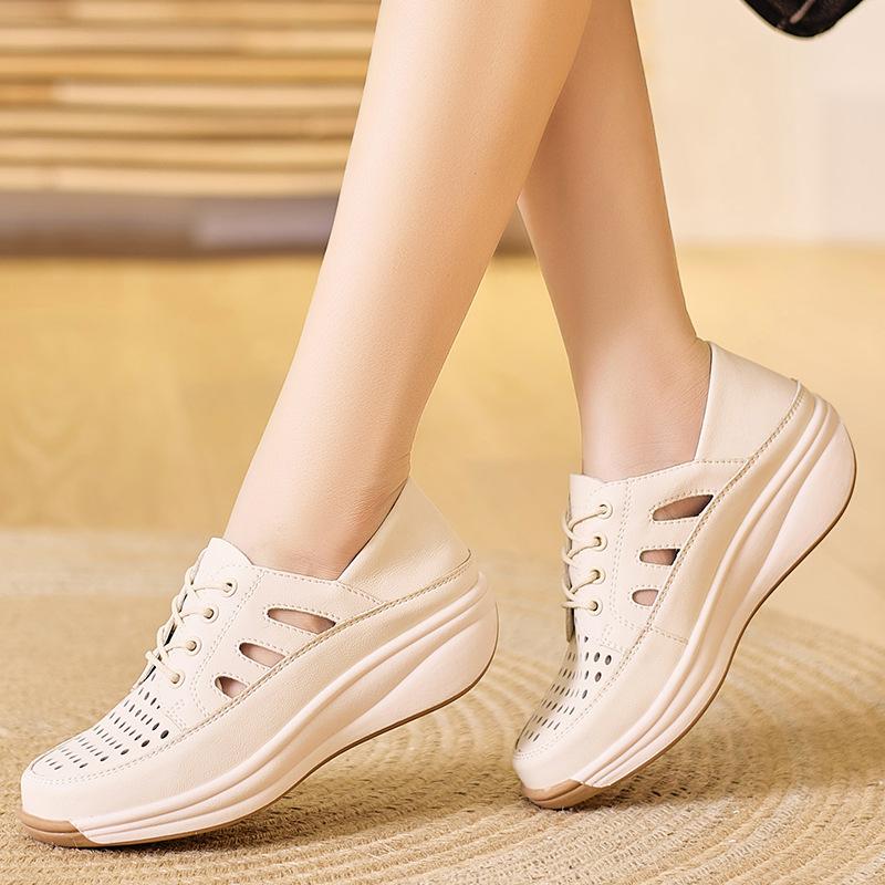 

35-44 Большой размер внешнеторговые туфли для мам танкетка женская обувь модные полые спортивные туфли женские летние новые дышащие туфли с отверстиями 44