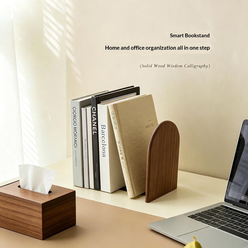 Nature Wooden Bookends Desktop Bookshelf Desk Organizer Office Home Book Accessories Storage Book Holder Wood Book Ends