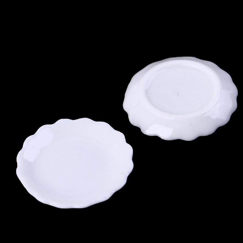 2 Stück 1:12 Puppenhaus Miniatur Keramik Teller Dessert Spitze Teller Geschirr Decortoy