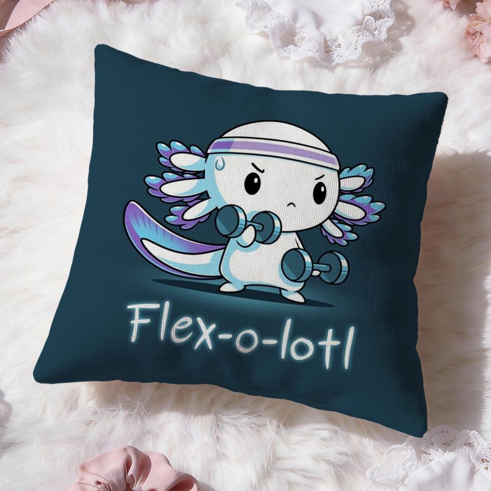 Cute Axolotl Cartoon Cushion Cover Premium Comfort Reversible Pillow Cove -Two In One Design for Any Room & Car Interior