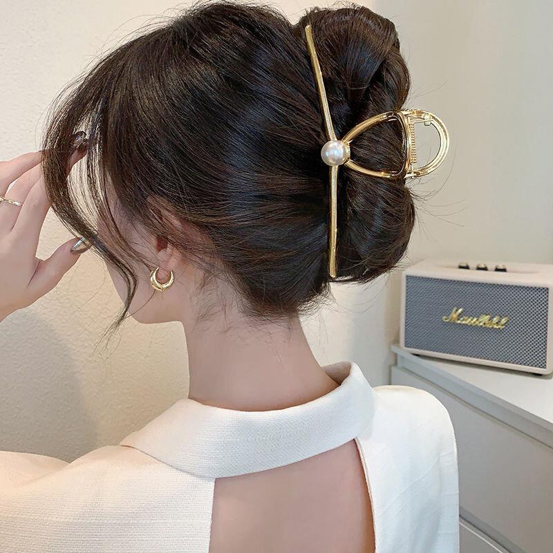 Metal Shark Clip Hair Crabs Women Fashion Ponytail Hair Claws Golden Sliver Temperament Hairpin Hair Accessories