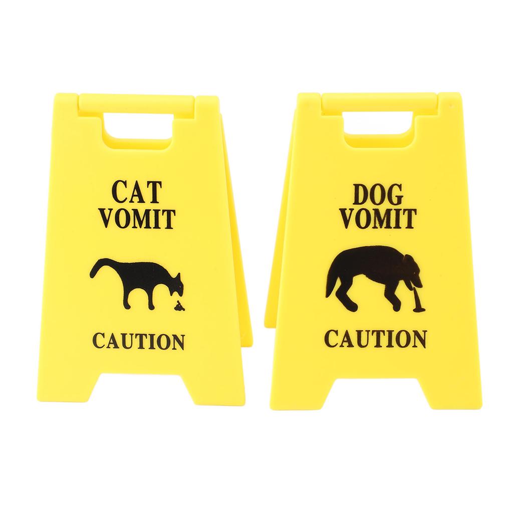 2PCS Cat and Dog Vomit Signs 4 Inch Cat Vomit Caution Sign Funny Cat Dog Warning Sign Decoration For Cat Dog Lovers