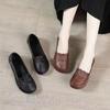 Peas Shoes Fashion Flat-bottomed Soft Leather Single Shoes Spring and Autumn Round Toe Mother Leather Shoes