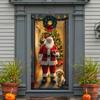 Animals Theme Christmas Door Cover Dog Cat 35.4x70.8" Christmas Hanging Cloth Santa Claus Versatile Hanging New Year Decoration