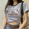 Summer Casual Slim T Shirt Women's Streetwear Harajuku Vintage Graphic Print Short Sleeve T-shirts for Women Y2k Crop Tops Clothes