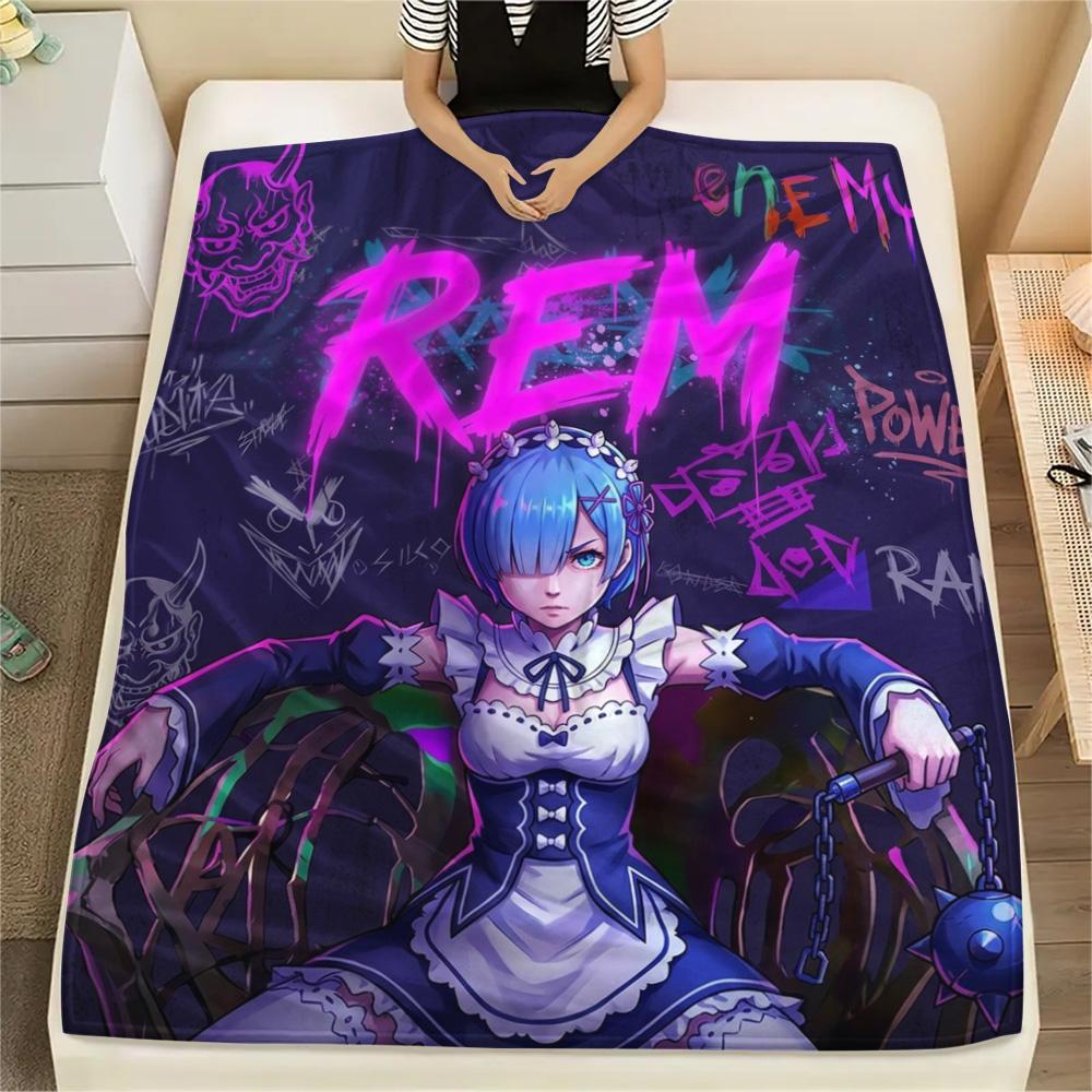 1PC Re Zero Patterned Flannel Blanket Suitable For All Seasons For Home Decor Warmth And Comfort Gifts Holiday Present