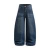 American Vintage Wide Leg Denim Jeans Men Loose Fit Straight Trousers Casual Washed Distressed Cat Whisker