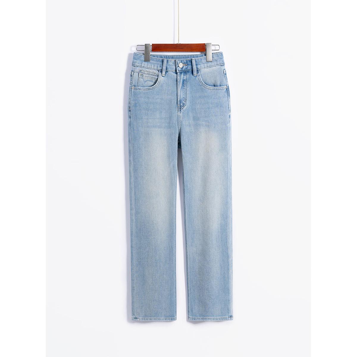 

In Stock: Spring/Summer 2025 New Arrival Light High-Waisted Slimming Cigarette Pants, Nine-Tenth Length, Straight Leg. XS светло-синий