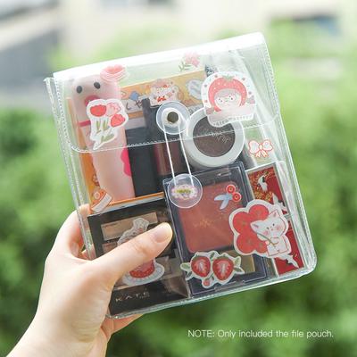 Portable Transparent File Document Bag Pouch Plastic Envelope Bill Invoice Storage   with Button & String Tie Closure for   School U