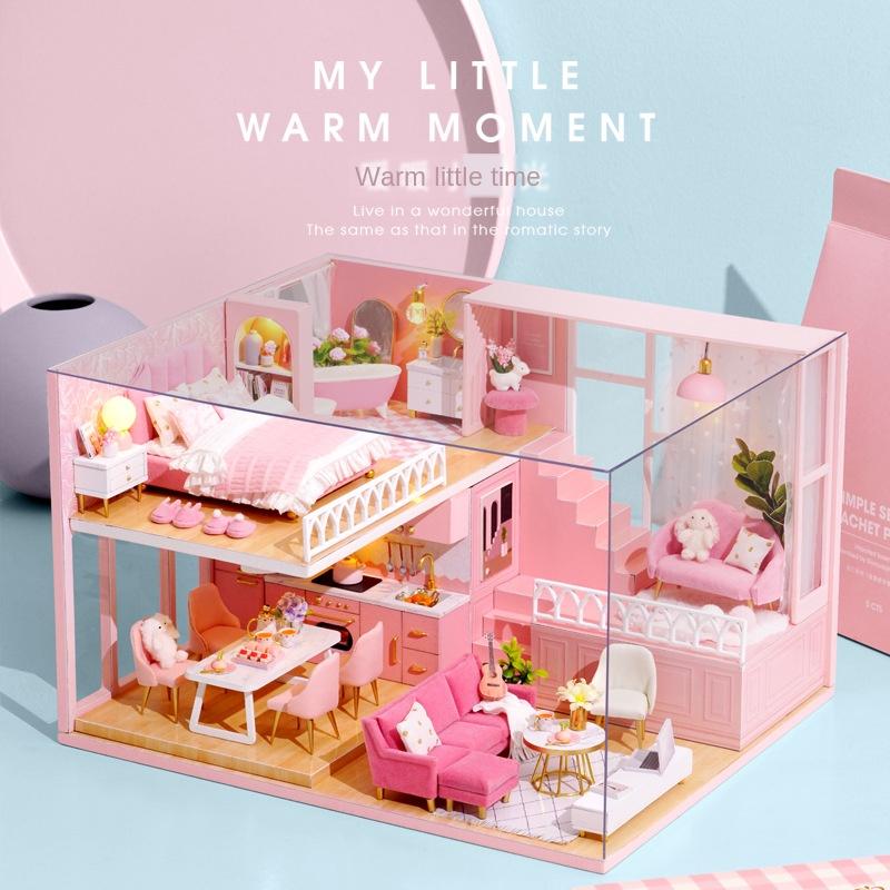 DIY Puppenhaus Miniatur Handgemachtes Kleines Haus Modell Spielzeug 3D Zusammengebautes Loft Valentinstag Geburtstagsgeschenk